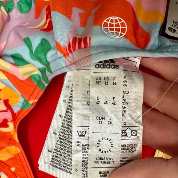 Adidas FARM Rio One Piece Swimsuit Pull On Beach Print No padding NWT Sz 12 - Picture 13 of 14
